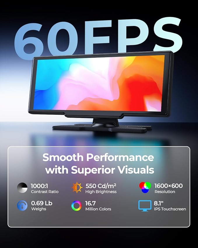 8.1" Wireless Portable 60FPS Car Play Screen - Image 3