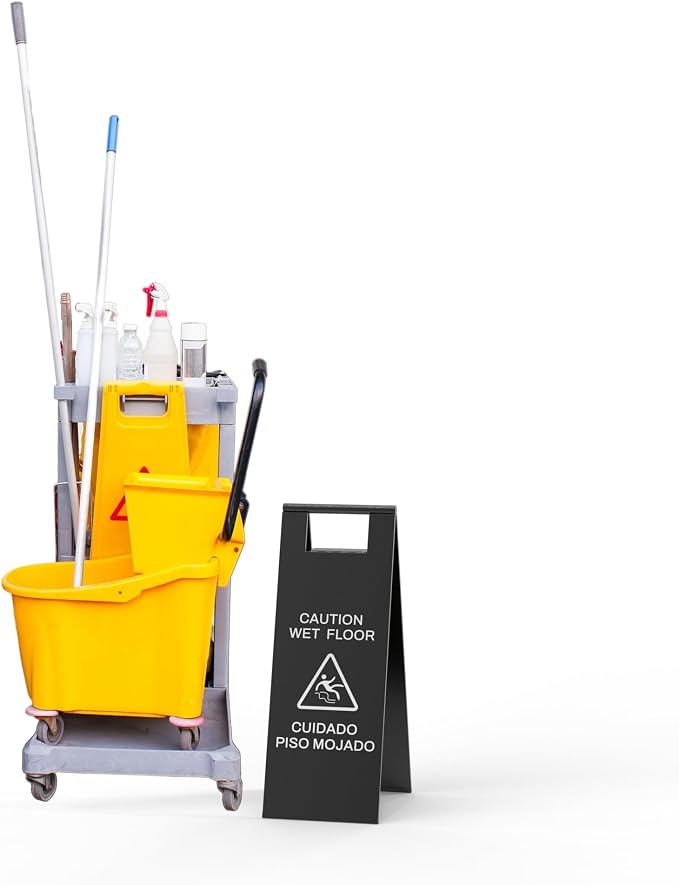 Stainless Steel Wet Floor Sign 2 Pack, 24 Inch Double-Sided Foldable Caution - Image 3