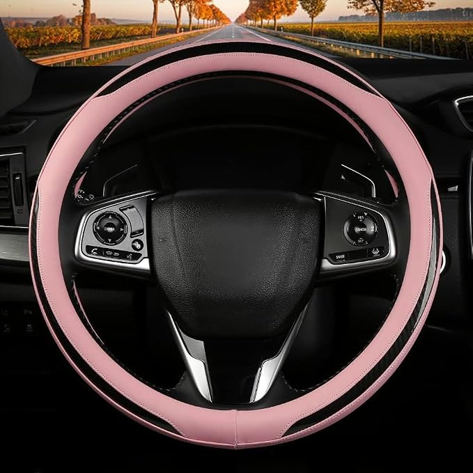 New Leather Car Steering Wheel Cover, Non-Slip Car Wheel Cover Protector - Image 2