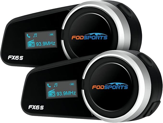 Fodsports FX6S Bluetooth Motorcycle Headset, 6-Way Motorbike Intercom Bluetooth by FODSPORTS
