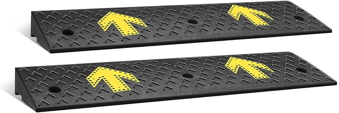 DNA MOTORING 2pcs 3.1" Rise Rubber Arrow Curb Ramp Heavy Duty Loading Driveway by DNAMOTORING