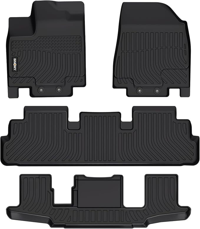 GINOWY-Floor Mats for Nissan Pathfinder 2022-2025, TPE Rubber All Weather Mats by GINOWY