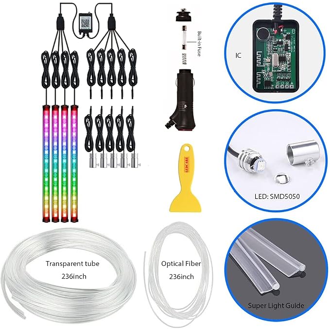 Interior Car Lights with Wireless APP & Remote Control, 9 in 1 RGB Car Ambient - Image 8