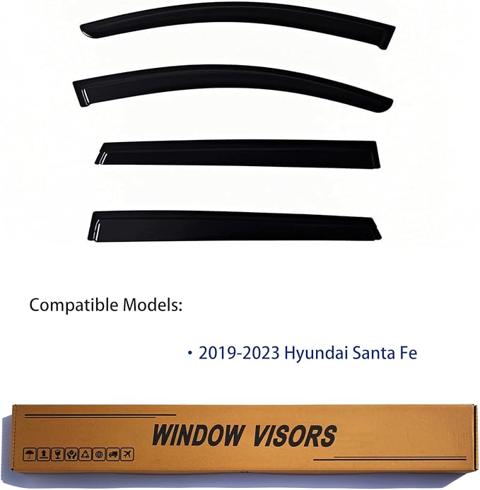 Window Visors Rain Guards fits 2019-2023 Santa Fe, Out-Channel Window Wind - Image 2