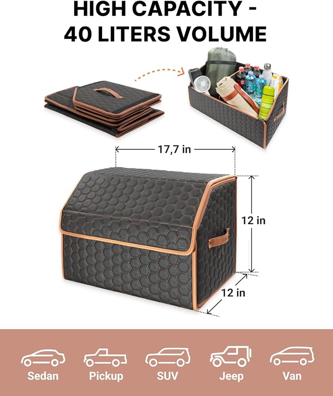 Sedan Trunk Organizer 17.7" Storage Tote - Image 4