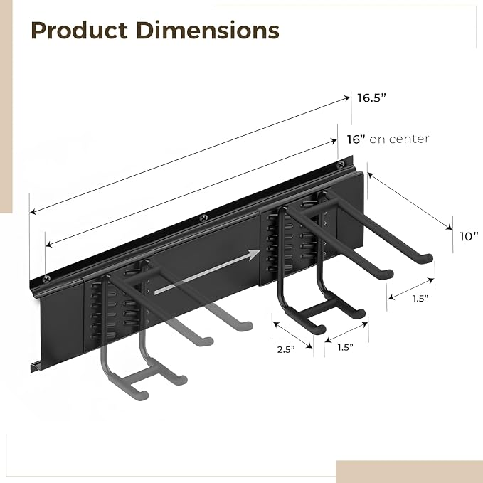Heavy Duty Garage Organizer Tool Organizer Wall Mount, Iron Metal Hooks Set 6 - Image 5