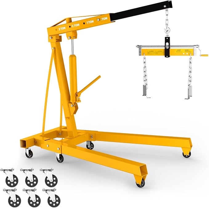 3 Ton Engine Hoist, Folding Hydraulic Cherry Picker Engine Lift, 6500LBS Alloy by Unknown