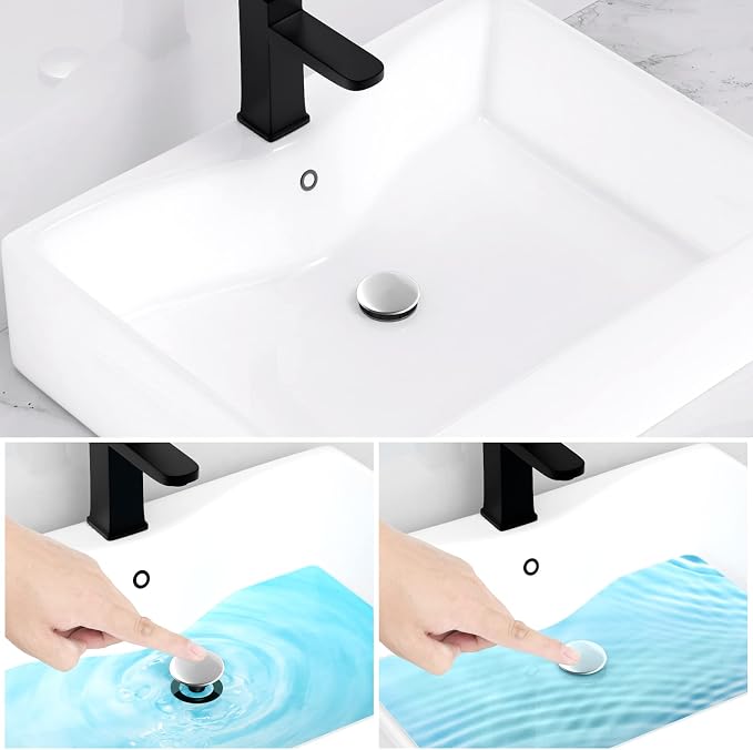Bathroom Sink Drain with Overflow, PureHome Bathroom Sink Stopper, Pop Up - Image 4