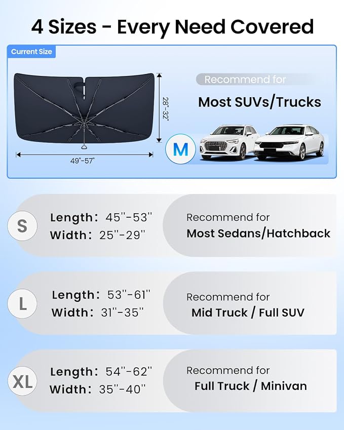 REEVAA 2025 Upgraded Car Windshield Sun Shade Umbrella Protect Interior - Image 6