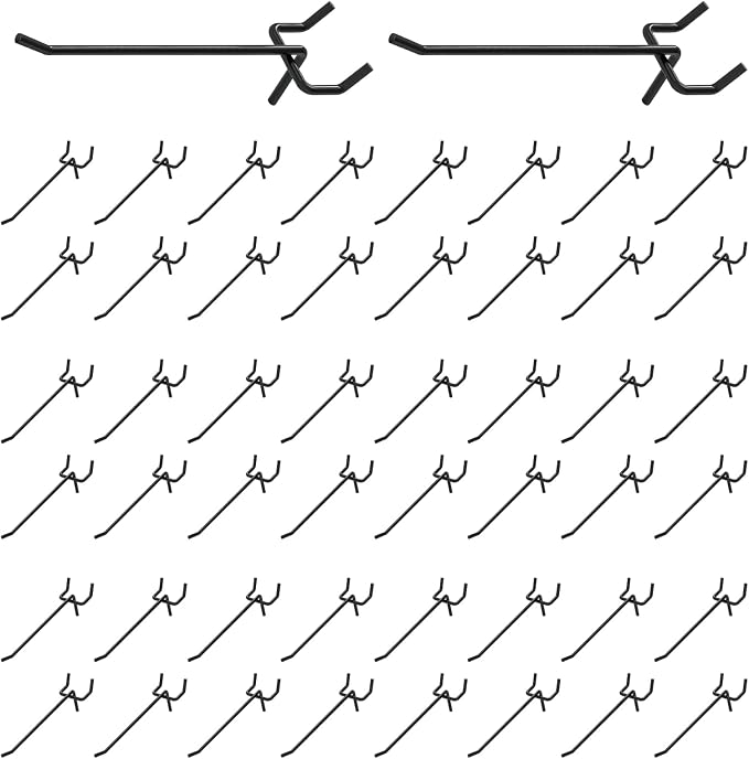 50Pcs 4"/10CM Pegboard Hooks Assortment Set, Metal Peg Board Hooks by Yauhar