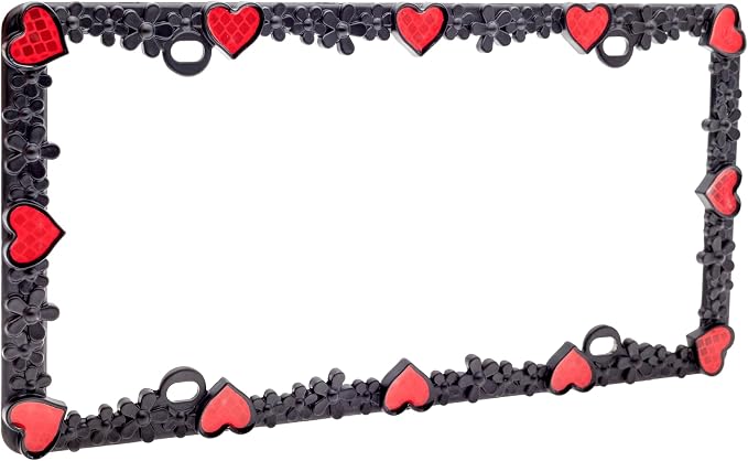 Creathome 3D Daisy Heart License Plate Frame from Pure Zinc Alloy Metal Perfect - Image 6