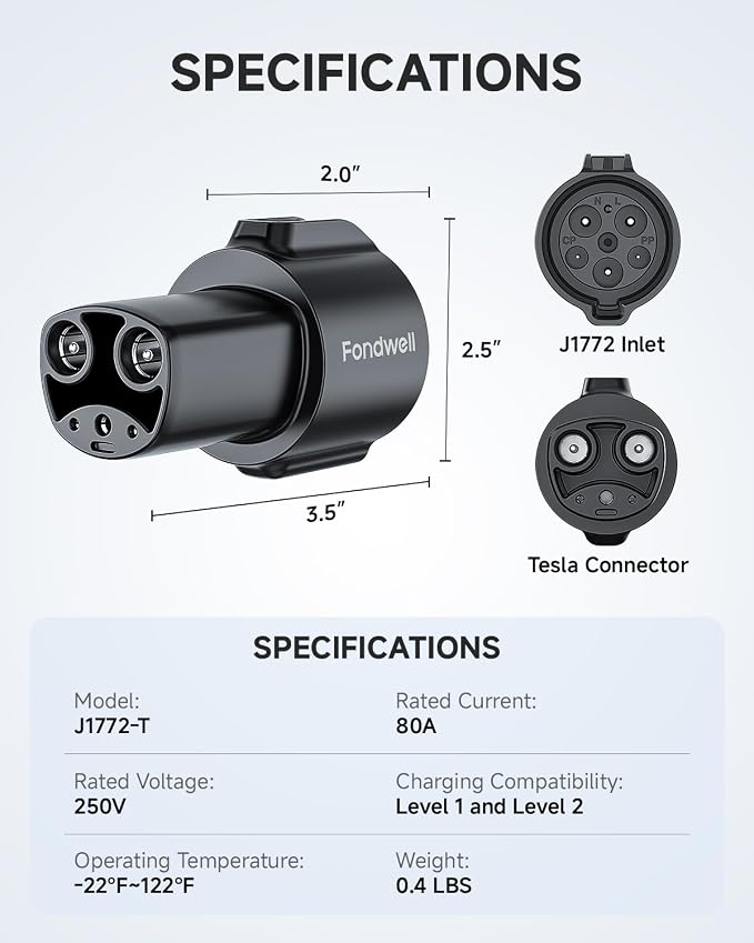 Fondwell J1772 to Tesla Charger Adapter: Compatible - Image 7