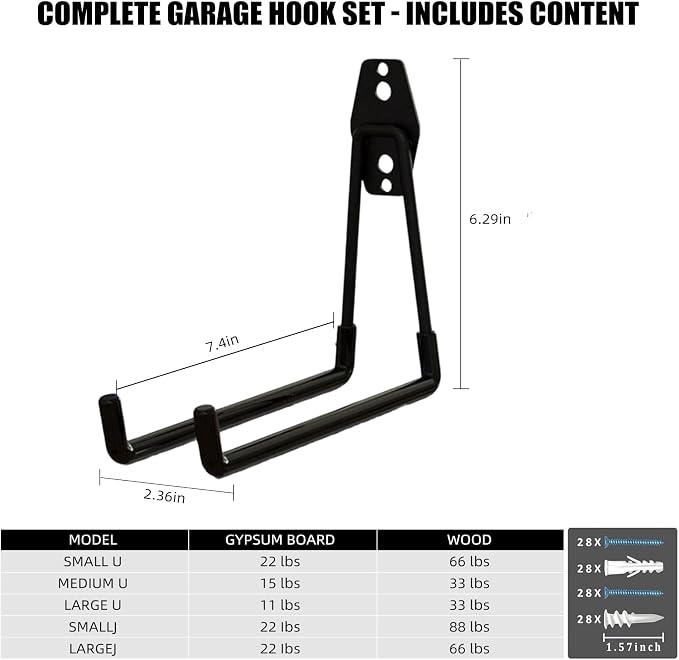 Garage Hooks, 4 Pack Large Square Wall Hooks - Image 7