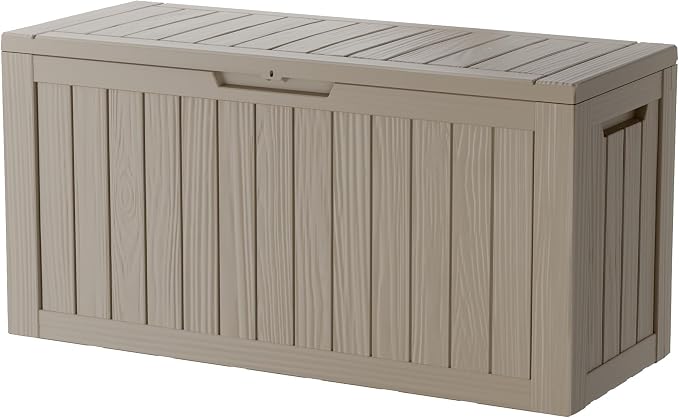 80 Gallon Lockable Resin Deck Box, Waterproof & UV-Resistant Outdoor Storage Box by Home
