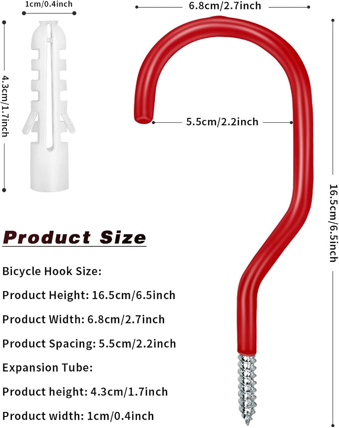 Bike Hooks Heavry Duty 6-Pack, Bicycle Storage Hanger Screw in Ceiling Hooks - Image 2