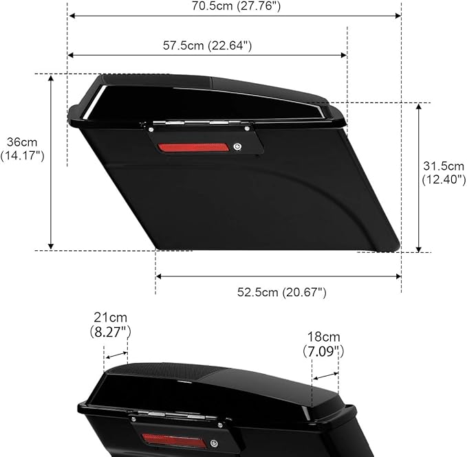XFMT Glossy Black Hard Saddlebags W/ 6x9 Speaker Lids Black Latches - Image 4