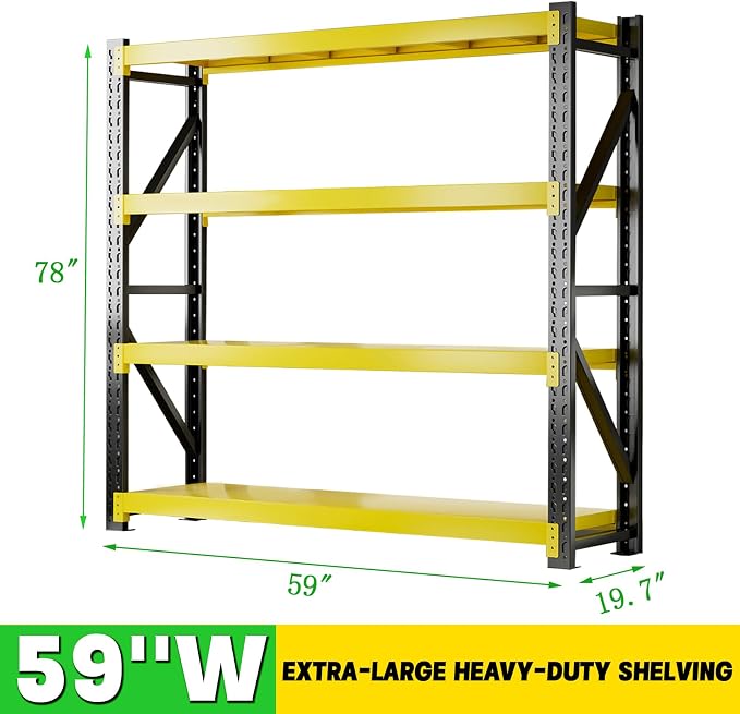 3000LBS Heavy Duty Storage Shelves, 4-Tier Adjustable Garage Organization - Image 3