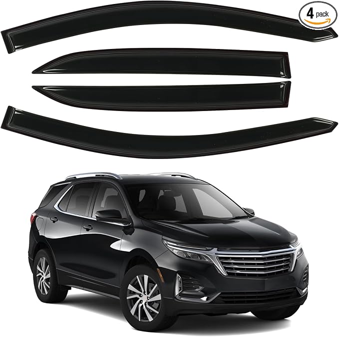 Window Rain Guards for 2018-2024 Chevrolet Equinox, Tape-on Window Visor by CHYKORLA