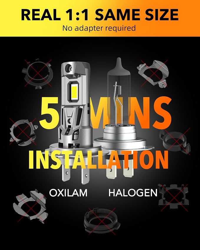 OXILAM H7 Light Bulbs 6500K White, 38000LM 800% Super Bright H7 Fog Lights - Image 5
