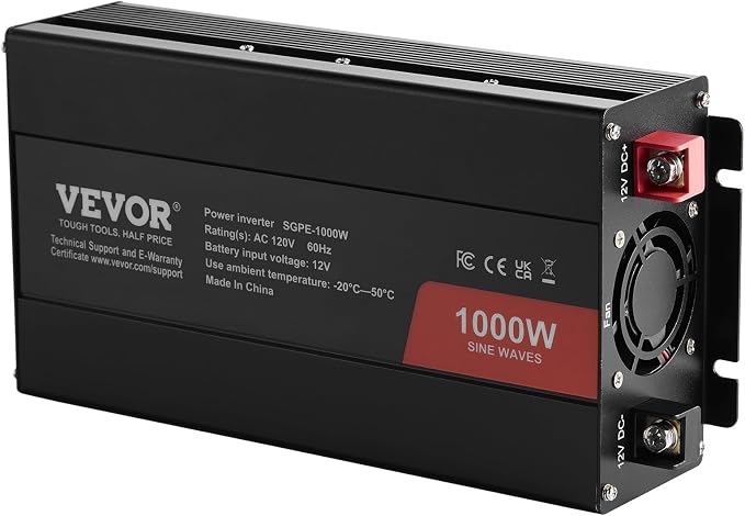 VEVOR 1000W Pure Sine Wave Inverter, DC 12V to AC 120V Power Inverter - Image 9