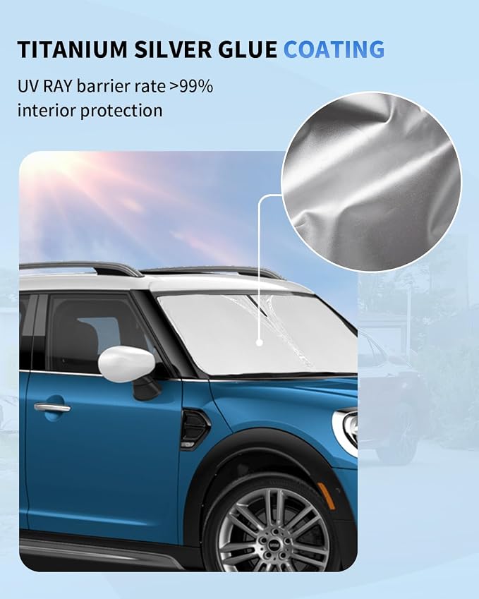 Sun Shade for 2017-2024 2025 Mini Countryman Cooper F60 SUV Windshield Sunshade - Image 3