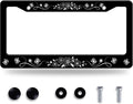 Black White Daisy Butterfly License Plate Frame Flowers License Plate Stainless by GORSNKYE