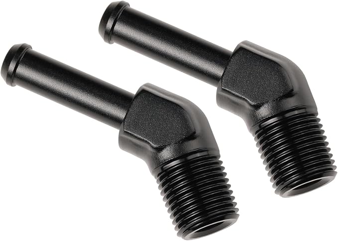 1/8 NPT Male to 1/4" Hose Barb Fitting Adapter 45 Degree Elbow Aluminum Black - Image 4