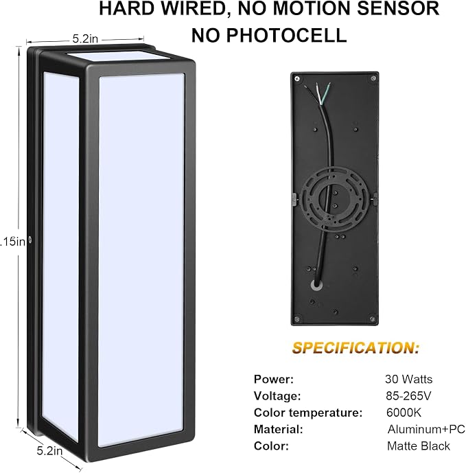 30Watt Modern Outdoor Wall Lights, 2000 Lumen Waterproof Exterior Porch Light - Image 2