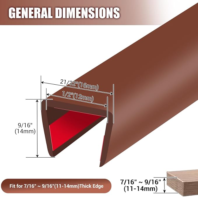 Rubber Edge Trim, Flexible Edge Banding, 1/2" U Channel Furniture Edge Protector - Image 2