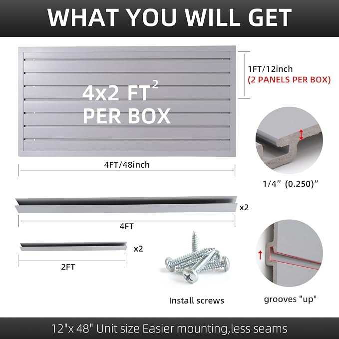 Slatwall Panel Garage Organizer Heavy Duty Wall Mounted, PVC Slat Panels Home - Image 3
