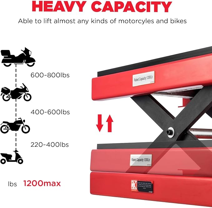CXRCY 1200 LBS Motorcycle Lift Scissor Jack Upgraded Dirt Bike ATV Steel - Image 4