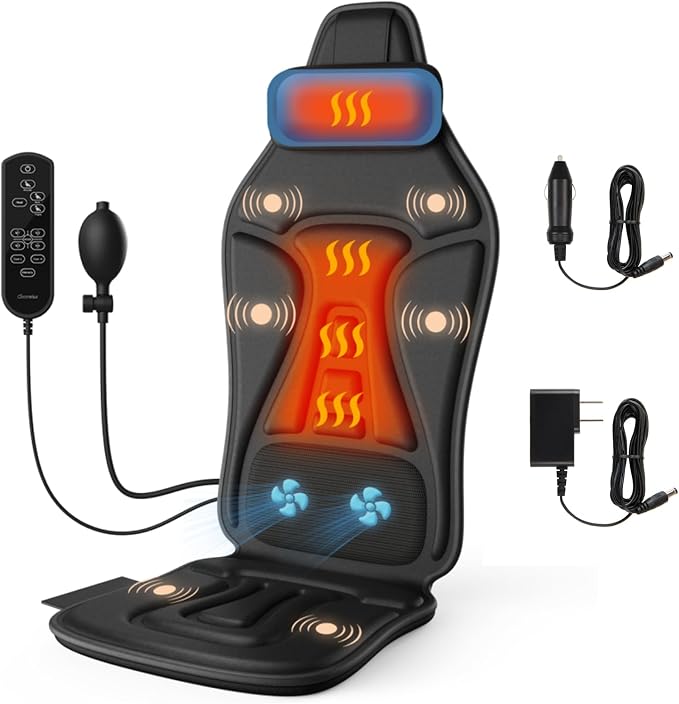 Back Massager with Heat for Pain Relief Deep Tissue, Portable Chair Massager by COMRELAX