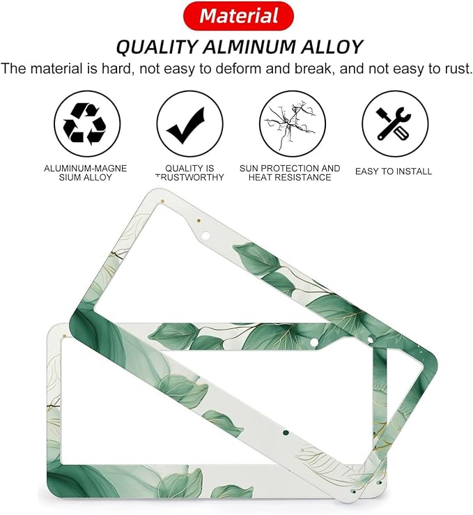 Watercolor Green Palm Leaves License Plate Frames - Image 3