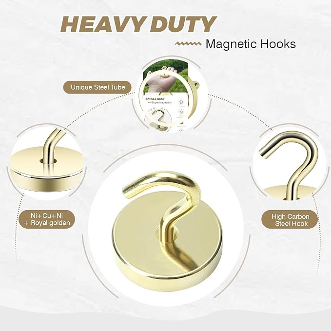 Neosmuk Magnetic Hooks, Cruise Ship Essentials, 120lb+ Heavy Duty Magnetic Hooks - Image 6
