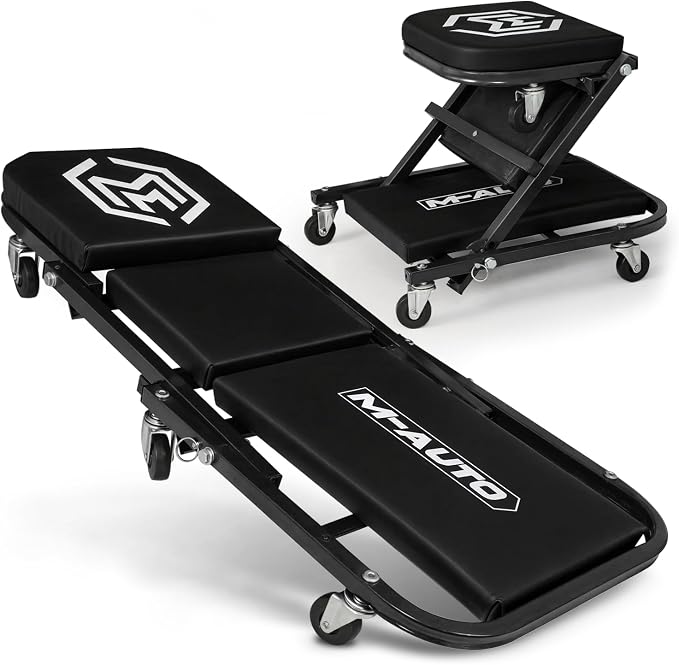 M-AUTO Foldable Z Creeper 2-in-1 Rolling Folding Car Creeper & Seat, 330LBS by M-AUTO