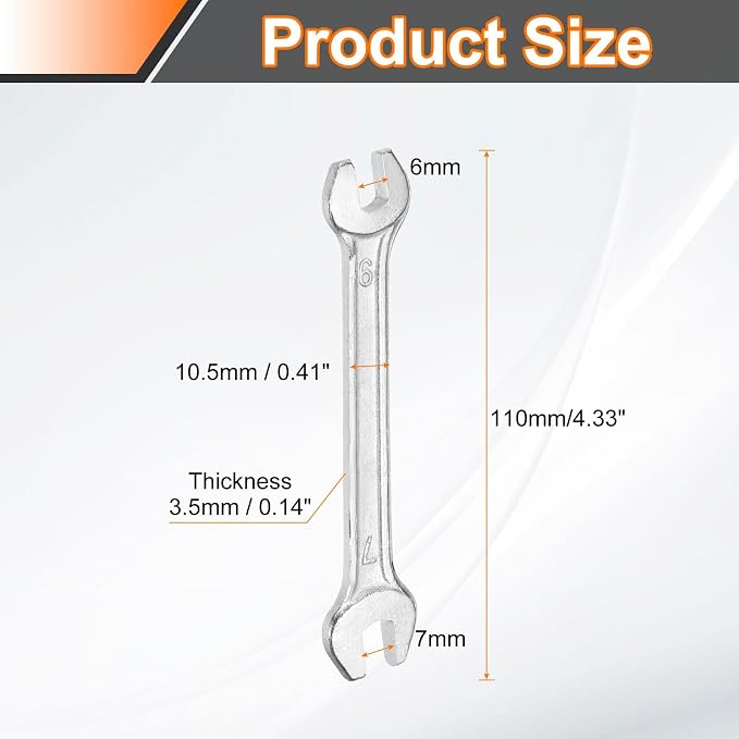 HARFINGTON Double Open End Wrench 6mm x 7mm Metric 15 Degree Offset Angle Small - Image 2