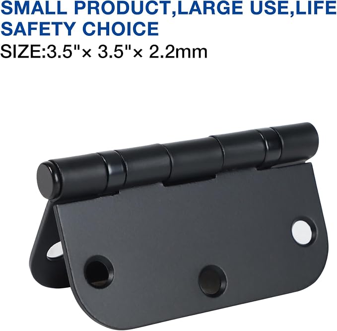 36 Pack Ball Bearing Matte Black Door Hinges 3.5 Inch 5/8" Radius Round Anti - Image 6