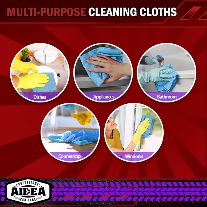 AIDEA Microfiber Cleaning Cloths, 12x12 Inch, Shop Rags, Lint Free - Image 7