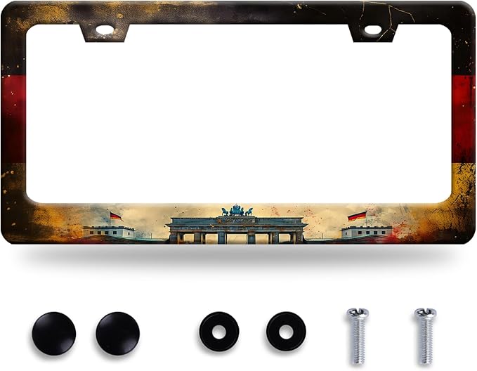 German Flag License Plate Frame Vintage Germany License Plate Stainless Steel by GORSNKYE