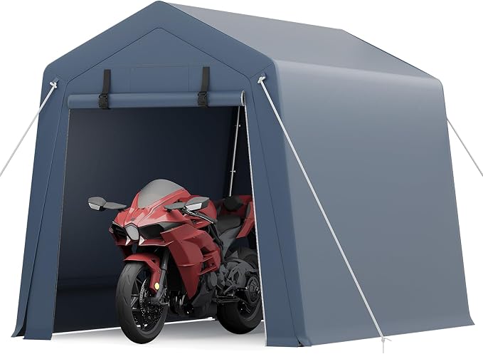 6x8 FT Motorcycle Shed, Durable Outdoor Motorcycle Storage Tent - Image 2