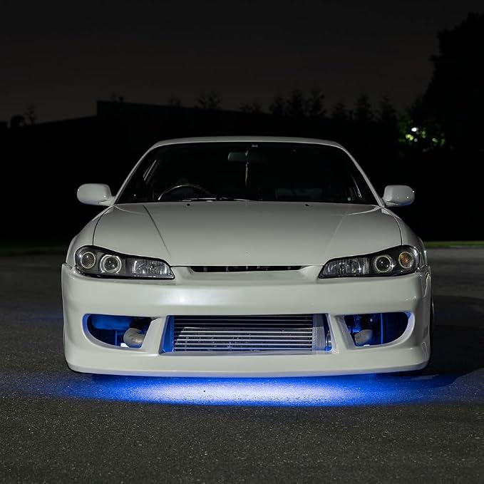 LEDGlow 4pc Blue LED Flexible Car Slimline Underbody Underglow Accent Neon - Image 6