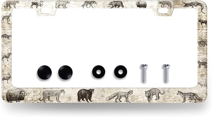 Animals License Plate Frame Bear Deer Horse Tiger License Plate Holder by RNKATIH
