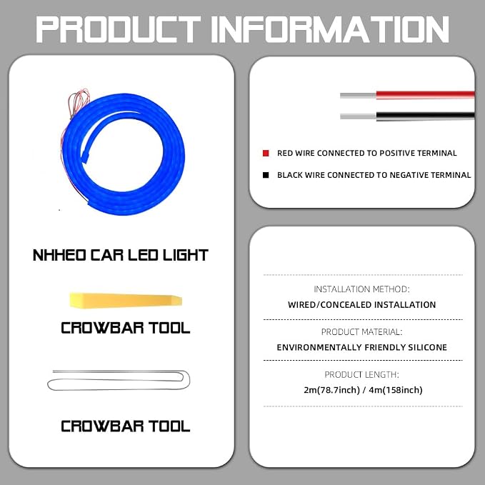 Car LED Strip Light For Trunk, 79Inch IP67 Silicone Waterproof Neon Light Strip - Image 8