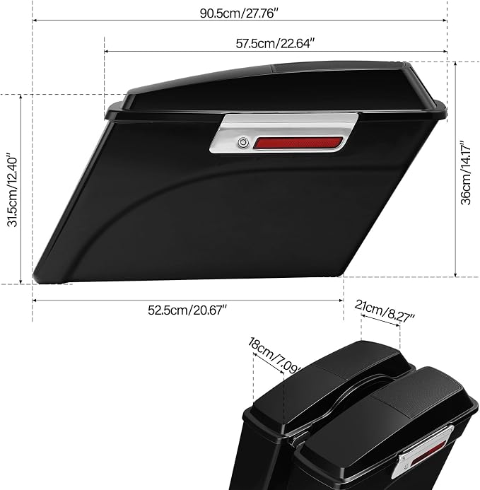 XFMT Glossy Black Hard Saddlebags W/ 6x9 Speaker Lids - Image 3