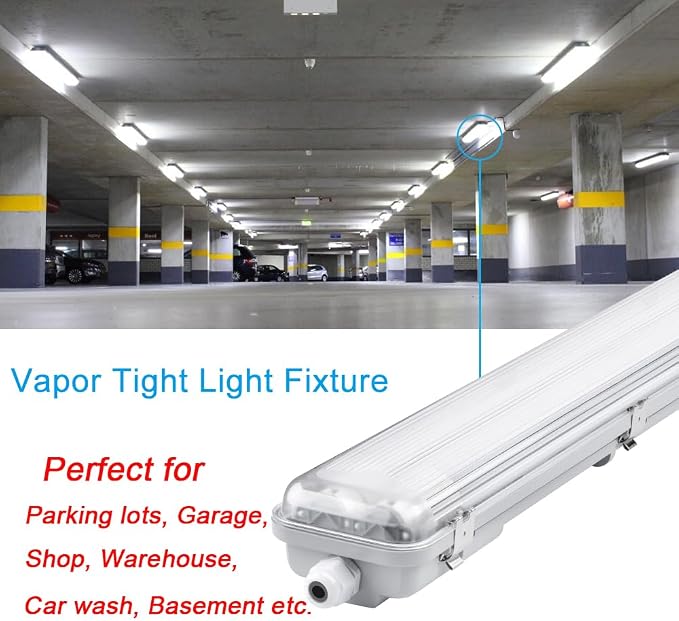 4FT Vapor Tight LED Light Fixture 4200LM 48W, 6500K Bright White IP65 Waterproof - Image 4