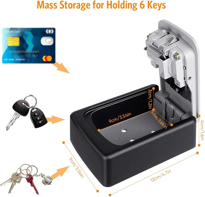 Key Lock Box Wall Mounted, Fayleeko 4 Digit Combination Lockbox - Image 4