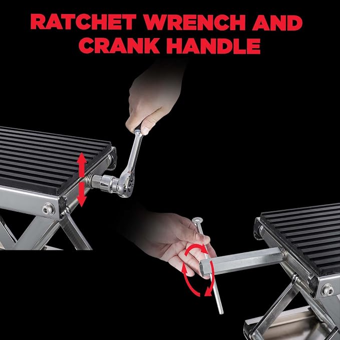 CXRCY 1200 LBS Motorcycle Lift Scissor Jack Stainless Steel Finish Upgraded - Image 3