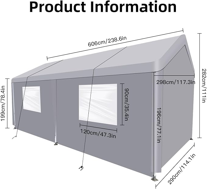 Car Canopy Portable Garage Duty Carport - Image 5