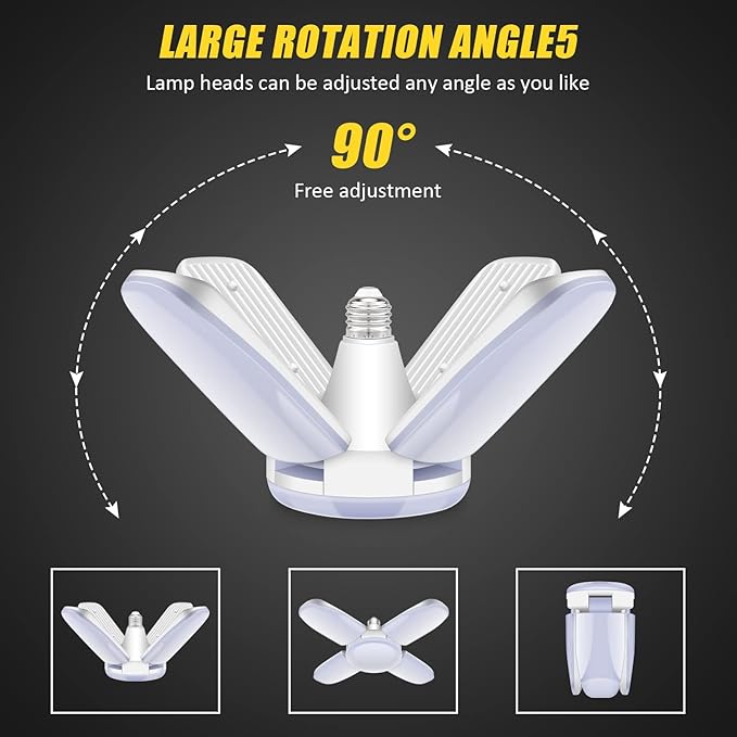 LED Garage Lights 2 Pack, 4 Foot Adjustable Ceiling Light, 6500k 8000LM - Image 2