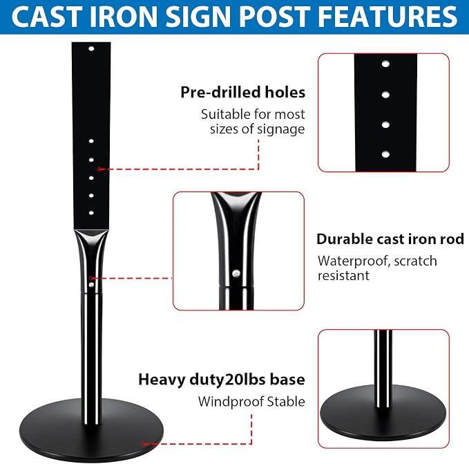 2Pack Heavy Duty Parking Sign Post - Image 5